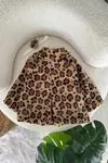 Miniğimin Cicileri Leopar Astarlı Kız Bebek Ceket - Kahve