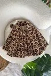 Miniğimin Cicileri Leopar Astarlı Kız Bebek Ceket - Kahve