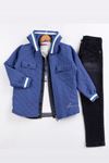 Miniğimin Cicileri (9-12) Kapitone İşlemeli Kapüşonlu Erkek Çocuk 4 lü Takım - Mavi