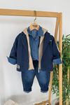 Miniğimin Cicileri Arizona İşleme Ceketli Kapüşonlu Yelekli 4 lü Erkek Çocuk Takım - Lacivert