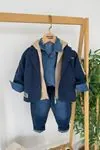 Miniğimin Cicileri Arizona İşleme Ceketli Kapüşonlu Yelekli 4 lü Erkek Çocuk Takım - Lacivert
