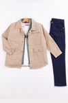 Miniğimin Cicileri (9-12) Look İşlemeli Erkek Çocuk 4 lü Takım - Bej