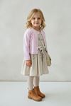 Miniğimin Cicileri Papatya İşleme Detaylı Elbise Hırka ve Çanta Kız Çocuk Kombin - Şeker Pembe