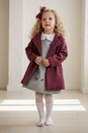 Miniğimin Cicileri  Kaşe Ceketli Çiçek İşleme Elbiseli 4 lü Takım - Bordo