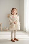 Miniğimin Cicileri Mantar Nakışlı Çantalı Kız Bebek Elbise 2’li Takım (1–4 Yaş) - Krem