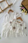 Miniğimin Cicileri Papatya Örgü Detaylı Fırfırlı Kız Çocuk 2’li Elbise Takım - Ekru