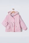 Miniğimin Cicileri Kolu Smile İşlemeli Astarlı Kız Çocuk Yağmurluk - Pembe