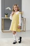 Miniğimin Cicileri Tüvit Düğmeli Kız Çocuk Taşlı Elbise - Sarı