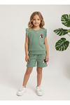 Miniğimin cicileri mnn baskı detaylı kız çocuk şortlu takım - yeşil