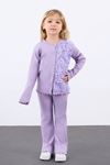 Miniğimin Cicileri Gül Aplike Hırkalı Kız Ribanadan Çocuk 2’li Takım - Lila