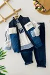 Miniğimin Cicileri Newstyle Kapitone Şişme Yelekli Sweatshirtlü Erkek Çocuk 4’lü Kombin Takım - Mavi