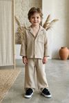 Miniğimin Cicileri Müslin Gömlek Yakalı Basic Pantolonlu Erkek Çocuk 2’li Takım - Bej