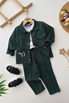 Miniğimin Cicileri Wear Palmiye Detaylı Ceketli Tişörtlü Erkek Çocuk 3’lü Kombin Takım - Yeşil