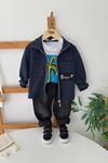 Miniğimin Cicileri Çift Cepli Ceketli Kotlu Erkek Çocuk 3 lü Takım - Lacivert