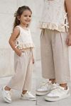 Miniğimin Cicileri Doğal Doku Kız Çocuk Bluz Pantolon Takımı - Bej