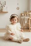 Miniğimin Cicileri Princess Tül Katmanlı Dantel Detaylı Kız Bebek Romper - Ekru