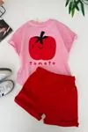 Miniğimin Cicileri Hello Tomato Baskılı Unisex Çocuk Takım - Pembe
