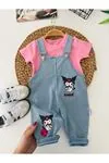 Miniğimin Cicileri Krm Baskılı Unisex Bebek Salopet Takım - Pembe