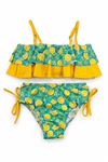 Miniğimin Cicileri Limon Desenli Fırfırlı Kız Çocuk Bikini Takımı - Sarı