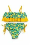 Miniğimin Cicileri Limon Desenli Fırfırlı Kız Çocuk Bikini Takımı - Sarı