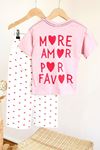 Miniğimin Cicileri More Love Baskılı Kalp Desenli Pantolonlu Kız Çocuk Takım - Pembe