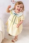 Miniğimin Cicileri Limon Nakışlı Bebe Yaka Kız Bebek Elbise - Sarı