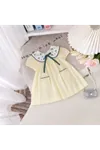 Miniğimin Cicileri Limon Nakışlı Bebe Yaka Kız Bebek Elbise - Sarı