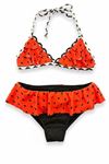 Miniğimin Cicileri Karpuz Desenli Fırfırlı Kız Çocuk Bikini Takımı - Kırmızı