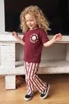 Miniğimin Cicileri Mr. Gingerbread Baskılı Çizgili Unisex Çocuk Takım - Bordo