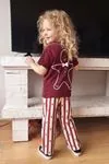 Miniğimin Cicileri Mr. Gingerbread Baskılı Çizgili Unisex Çocuk Takım - Bordo