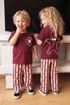 Miniğimin Cicileri Mr. Gingerbread Baskılı Çizgili Unisex Çocuk Takım - Bordo