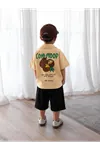 Miniğimin Cicileri Coco Mood Gömlekli Erkek Çocuk Şort Takım - Bej