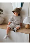 Miniğimin Cicileri Krem Groovy Days Erkek Çocuk Şortlu Takım - Gri