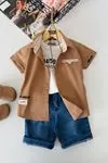 Miniğimin Cicileri Casual Style Kolyeli Erkek Çocuk 4 lü Takım - Sütlü Kahve