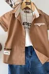 Miniğimin Cicileri Casual Style Kolyeli Erkek Çocuk 4 lü Takım - Sütlü Kahve
