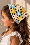 Miniğimin Cicileri Örgü Desenli Kız Çocuk Üçgen Bandana - Sarı