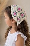 Miniğimin Cicileri Örgü Desenli Kız Çocuk Üçgen Bandana - Yeşil