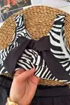 Zebra Desenli Volan Etekli Kız Çocuk 2’li Mayo Bikini Takımı - Siyah