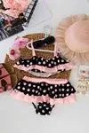 Miniğimin Cicileri Puantiyeli Fırfırlı Kız Çocuk Bikini Takımı - Pudra