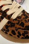 Leopar Desenli Bağcıklı Unisex Çocuk Spor Ayakkabı - Kahve