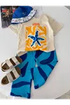 Miniğimin Cicileri Deniz Yıldızı Baskılı Unisex Çocuk Takım - Mavi