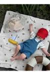 Çizgili Örme Salopetli Erkek Bebek 2 li takım - Açık Mavi