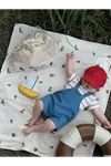 Çizgili Örme Salopetli Erkek Bebek 2 li takım - Açık Mavi