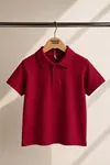 Polo Yaka Kısa Kol Unisex Çocuk Okul Tşörtü - Bordo