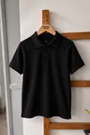 Polo Yaka Kısa Kol Unisex Çocuk Okul Tşörtü - Siyah