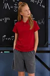 Polo Yaka Kısa Kol Unisex Çocuk Okul Tşörtü - Kırmızı