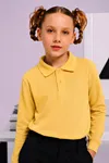 Polo Yaka Uzun Kol Unisex Okul Sweati - Sarı