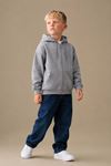 Basic Kapüşonlu Fermuarlı Unisex Çocuk Okul Hırka - Açık Gri