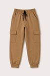 Unisex Kargo Cepli Çocuk Okul Eşofman Altı - Camel