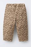 Leopar Desenli Kız Çocuk Kot Pantolon - Leopar